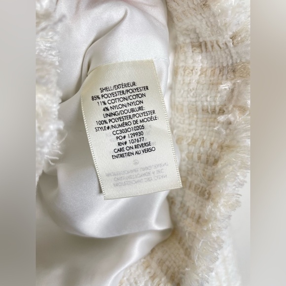 Alice + Olivia Chloe Tweed Cropped Blazer Jacket Size S Cream White Boucle - Picture 6 of 10
